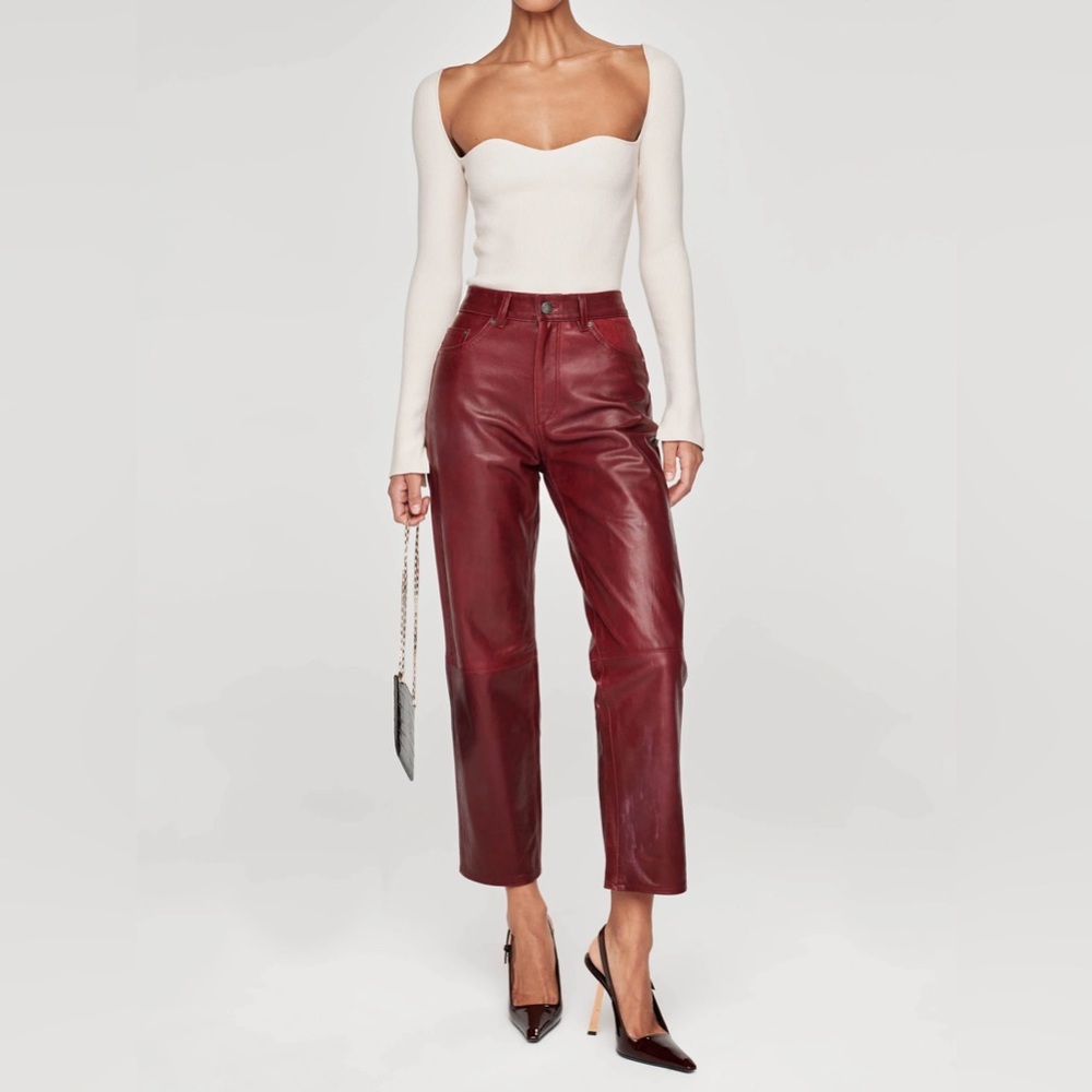 DL1961 Patti Straight Leg Burgundy Leather